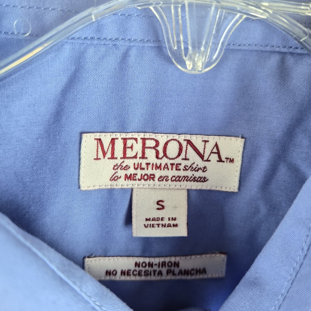 Merona Shirt Mens Small Blue Long Sleeve Dressy Professional‎ Career Office Work - Picture 9 of 10